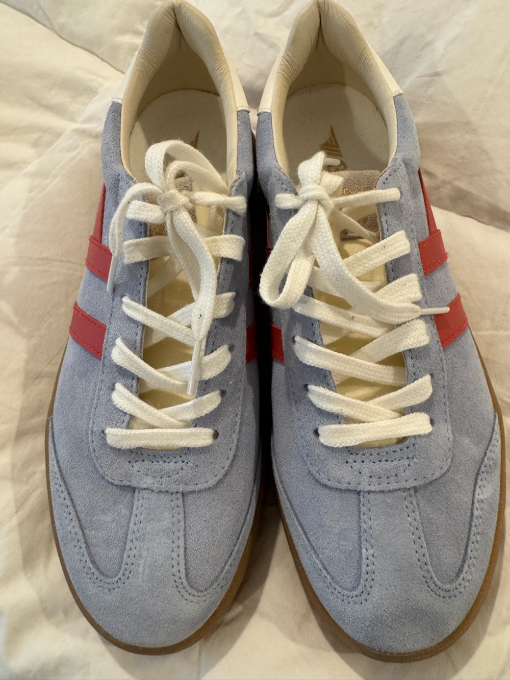 Gola Athena Style Light Blue Suede Sneaker with Red Stripes | NEW - Picture 4 of 7